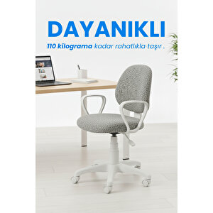 Beyaz Tedy Ev Ofis Sekreter Personel Çalışma Sandalyesi Beyaz Büro Personel Çalışma Koltuğu