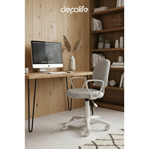 Beyaz Tedy Ev Ofis Sekreter Personel Çalışma Sandalyesi Beyaz Büro Personel Çalışma Koltuğu