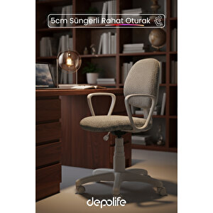 Beyaz Tedy Ev Ofis Sekreter Personel Çalışma Sandalyesi Beyaz Büro Personel Çalışma Koltuğu