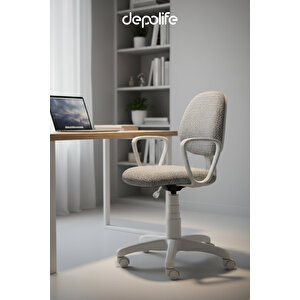 Beyaz Tedy Ev Ofis Sekreter Personel Çalışma Sandalyesi Beyaz Büro Personel Çalışma Koltuğu