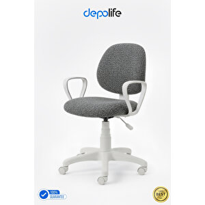 Siyah Tedy Ev Ofis Sekreter Personel Çalışma Sandalyesi Beyaz Büro Personel Çalışma Koltuğu