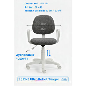 Siyah Tedy Ev Ofis Sekreter Personel Çalışma Sandalyesi Beyaz Büro Personel Çalışma Koltuğu