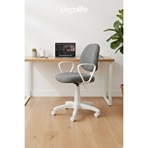 Siyah Tedy Ev Ofis Sekreter Personel Çalışma Sandalyesi Beyaz Büro Personel Çalışma Koltuğu