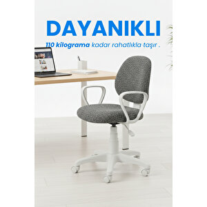 Siyah Tedy Ev Ofis Sekreter Personel Çalışma Sandalyesi Beyaz Büro Personel Çalışma Koltuğu