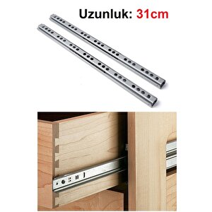 Çekmece Rayı Dolap Rayı Gömme Bilyalı Teleskopik Ray 1 Takım (2li) 31cm Samet