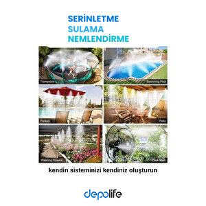 Bahçe Balkon Veranda Kamelya Çardak Bitki Nemlendirme Sulama Serinletme Sis Püskürtme Sistemi Kafe Plaj