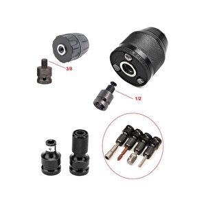 Torklu Somun Sıkma Bijon Sökme Darbeli Matkap Için Bits Adaptörü 4lü Set Yaylı Ağır Hizmet Mandreni