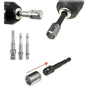 Bits Lokma Adaptörü Matkap Soket Adaptörü Hex Shank Soket El Lokma Seti 1/4 3/8 1/2 3lü Set
