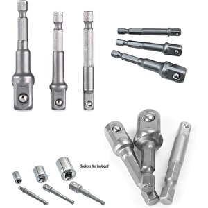 Bits Lokma Adaptörü Matkap Soket Adaptörü Hex Shank Soket El Lokma Seti 1/4 3/8 1/2 3lü Set