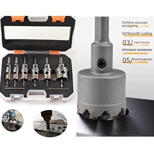 TCT Metal Delik Testeresi Kesici Alaşım Karbür Uçlu Paslanmaz Çelik Demir Levha Metal İşleme Elmaslı 6 Parça  elmaslı yaylı matkap uçlu