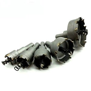 TCT Metal Delik Testeresi Kesici Alaşım Karbür Uçlu Paslanmaz Çelik Demir Levha Metal İşleme Elmaslı 6 Parça  elmaslı yaylı matkap uçlu