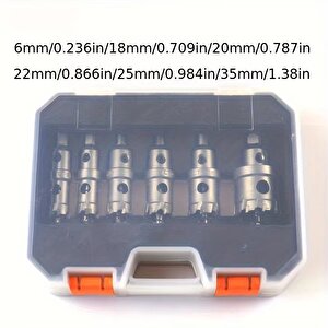 TCT Metal Delik Testeresi Kesici Alaşım Karbür Uçlu Paslanmaz Çelik Demir Levha Metal İşleme Elmaslı 6 Parça  elmaslı yaylı matkap uçlu