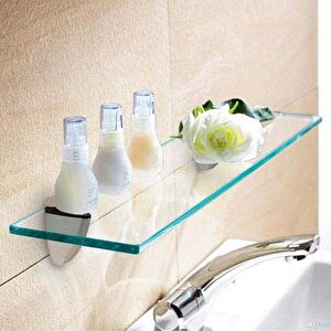 Depolife 2'Li Cam Etejer Raf Seti 45x12cm Montajlı Etajer Banyo Lavabo üstü