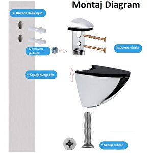 Depolife 2'Li Cam Etejer Raf Seti 45x12cm Montajlı Etajer Banyo Lavabo üstü