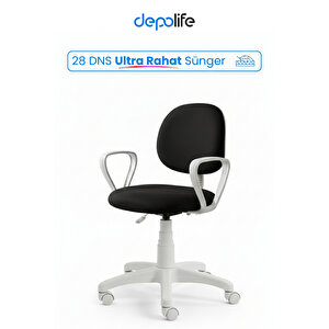 Siyah Ev Ofis Sekreter Personel Çalışma Sandalyesi Beyaz Büro Personel Çalışma Koltuğu