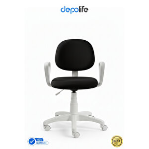 Siyah Ev Ofis Sekreter Personel Çalışma Sandalyesi Beyaz Büro Personel Çalışma Koltuğu