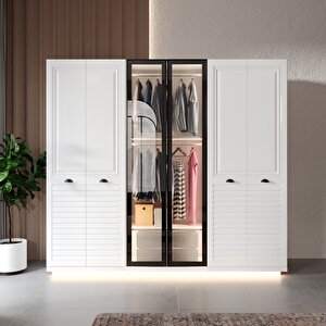 Oslo %100mdf 6kapaklı 2 Çekmeceli Led'li Beyaz Yatak Odası Takımı
