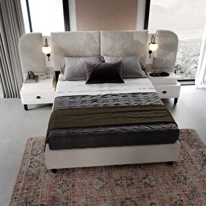 Oslo %100mdf 6kapaklı 2 Çekmeceli Led'li Beyaz Yatak Odası Takımı