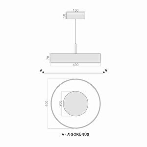Led Avize Sarkıt Troppo Ø40cm H:7 Profil 30 Watt