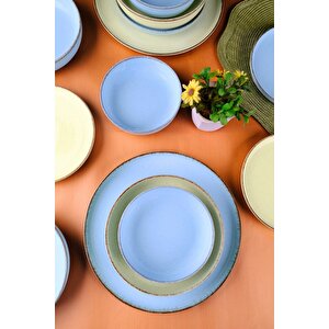 Moderna Yemek Takımı Pearl Bej/sarı-mavi 6 Kişilik 24 Parça