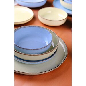 Moderna Yemek Takımı Pearl Bej/sarı-mavi 6 Kişilik 24 Parça