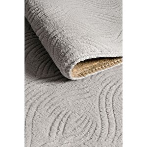Rayne Koleksiyonu Bukle Kabartmalı Rölyef Kaymaz Tabanlı Yıkanabilir Salon,mutfak,koridor Halısı Gri 155x400 cm
