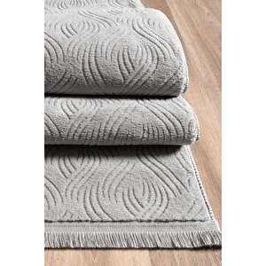 Rayne Koleksiyonu Bukle Kabartmalı Rölyef Kaymaz Tabanlı Yıkanabilir Salon,mutfak,koridor Halısı Gri 100x300 cm