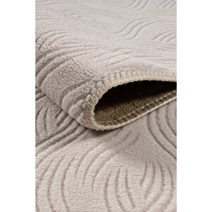 Rayne Koleksiyonu Bukle Kabartmalı Rölyef Kaymaz Tabanlı Yıkanabilir Salon,mutfak,koridor Krem 100x150 cm