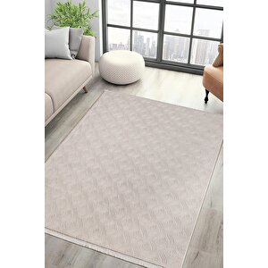 Rayne Koleksiyonu Bukle Kabartmalı Rölyef Kaymaz Tabanlı Yıkanabilir Salon,mutfak,koridor Krem