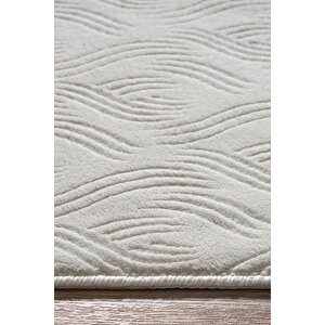 Rayne Koleksiyonu Bukle Kabartmalı Rölyef Kaymaz Tabanlı Yıkanabilir Salon,mutfak,koridor Beyaz 155x250 cm