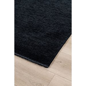 Vera Yıkanabilir Kaydırmaz, Pamuk Dokuma, Premium Kalite Salon&mutfak&yemek Odası Kilimi Siyah 100x400 cm