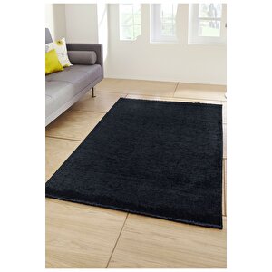 Vera Yıkanabilir Kaydırmaz, Pamuk Dokuma, Premium Kalite Salon&mutfak&yemek Odası Kilimi Siyah 80x300 cm