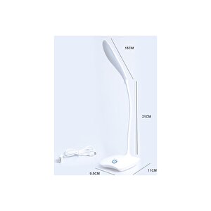 Pilli Ledli Masa Lambası 3 Kademeli Okuma Işığı Çalışma Lambası Beyaz Işık Usb Kablolu