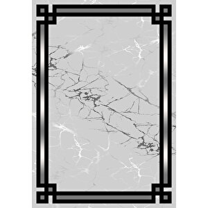 Makinede Yıkanabilir Leke Tutmaz  gri Pvc Deri Kaymaz Taban Çerçeve Salon Saçaksız Halı B1211 180x280 cm