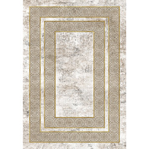 Makinede Yıkanabilir Leke Tutmaz  vizon-krem Deko Deri Kaymaz Taban Modern Salon Saçaksız Halı B1175 180x280 cm