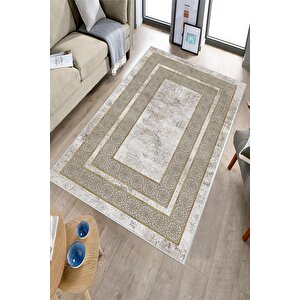 Makinede Yıkanabilir Leke Tutmaz  vizon-krem Deko Deri Kaymaz Taban Modern Salon Saçaksız Halı B1175 180x280 cm