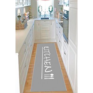 Makinede Yıkanabilir Leke Tutmaz  gri Pvc Deri Kaymaz Taban Kıtchen Mutfak Halısı 388-01 200x300 cm