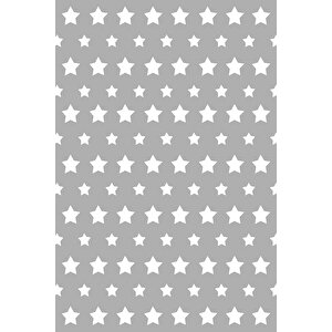 Makinede Yıkanabilir Leke Tutmaz  gri Pvc Deri Kaymaz Taban Yıldız Çocuk Halısı 377-00 200x300 cm