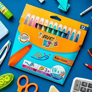 Bic | Kid Couleur Keçeli Kalem, 12 Renk, Canlı Ve Yıkanabilir Mürekkep