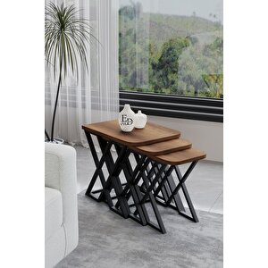 Milano 3'lü Zigon Sehpa Siyah Metal - Barok Tabla