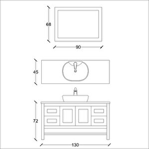 Dema Aynalı Banyo Dolabı Beyaz 130 Cm