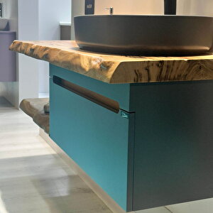 Natur Aynalı Banyo Dolabı Raflı Antrasit 150 Cm