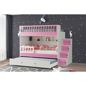 Çeti̇n Ranza Trio Yavrulu Ranza Pembe&beyaz Çelik Destekli %100 Mdf Pembe Beyaz