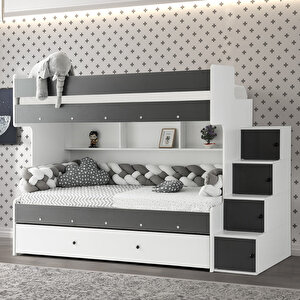 Çeti̇n Ranza Safir Yavrulu Ranza Antrasit & Beyaz Çelik Destekli %100 Mdf Antrasit Beyaz