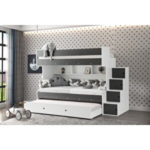 Çeti̇n Ranza Safir Yavrulu Ranza Antrasit & Beyaz Çelik Destekli %100 Mdf Antrasit Beyaz