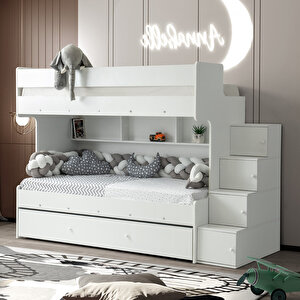 Çeti̇n Ranza Safir Yavrulu Ranza Beyaz Çelik Destekli %100 Mdf Beyaz