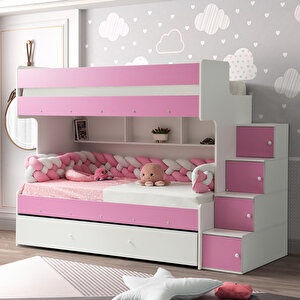 Çeti̇n Ranza Safir Yavrulu Ranza Pembe & Beyaz Çelik Destekli %100 Mdf Pembe Beyaz