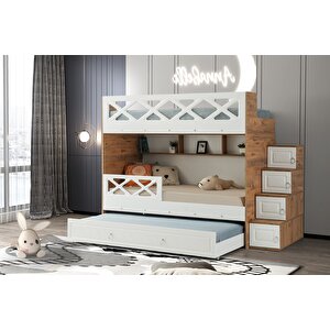 Çeti̇n Ranza Mars Yavrulu Ranza Beyaz & Ahşap Çelik Destekli Membran Kaplama  %100 Mdf Beyaz-Ahşap