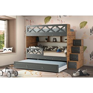 Çeti̇n Ranza Mars Yavrulu Ranza Antrasit & Ahşap Çelik Destekli Membran Kaplama  %100 Mdf Antrasit-Ahşap