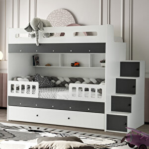 Çeti̇n Ranza Berlin Yavrulu Ranza Anstrasit&beyaz Çelik Destekli %100 Mdf Antrasit Beyaz